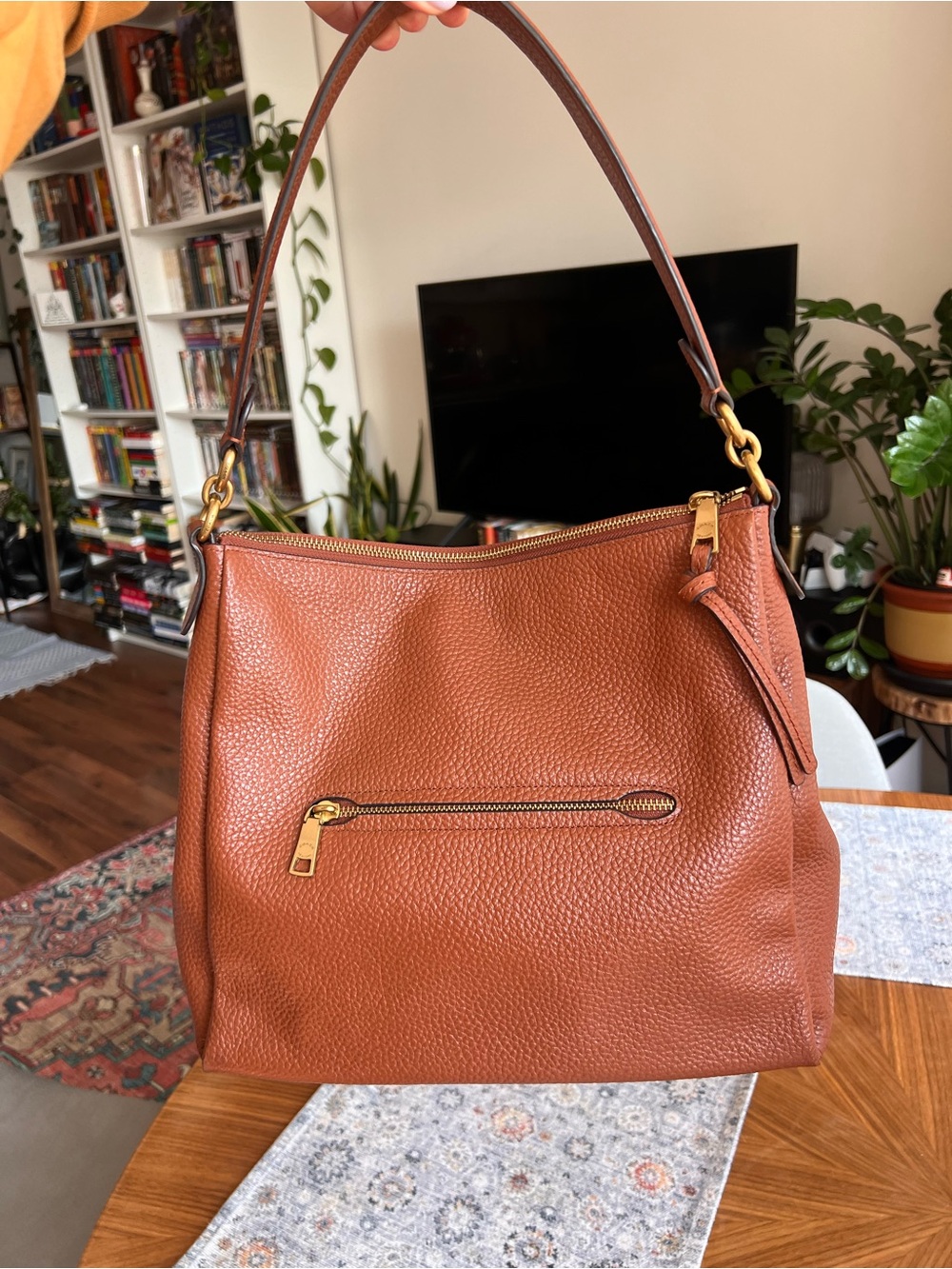 Coach Brown Pebbled Leather Shoulder Bag - Picture 2 of 9